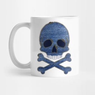 Denim Zipper Skull and Crossbones Mug